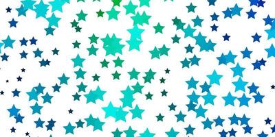 Light Blue, Green vector background with colorful stars. Decorative illustration with stars on abstract template. Best design for your ad, poster, banner.