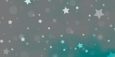 plantilla de vector azul claro con círculos, estrellas. Ilustración con conjunto de esferas abstractas coloridas, estrellas. patrón para tela de moda, fondos de pantalla.