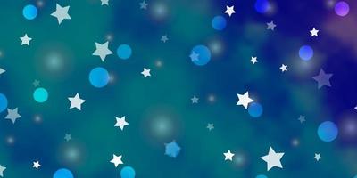 Light Pink, Blue vector backdrop with circles, stars. Illustration with set of colorful abstract spheres, stars. Texture for window blinds, curtains.