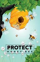 Protect Honey Bee Concept vector