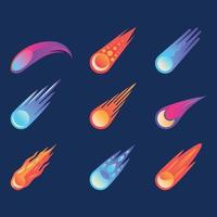 Set of Beautiful Colorful Meteor vector