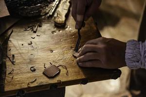 Person working with leather photo