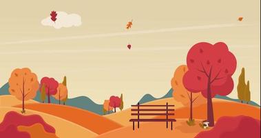 Animation of autumn landscape, 4K video, falling leaves video