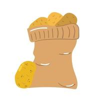 Hand drawn canvas bag with potatoes. Modern flat illustration. vector