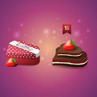 Collection of realistic beautiful Valentine's Day icons. Box of chocolates and candy vector