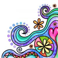 Watercolor Folk Art Swirl Border vector