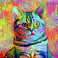 Abstract Artistic Pet Cat Portrait Painting vector