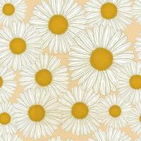 Hand drawn common Daisy flower Bellis Perennis vector illustration seamless pattern