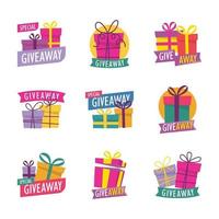 Giveaway Surprise Gift Box Sticker Set vector