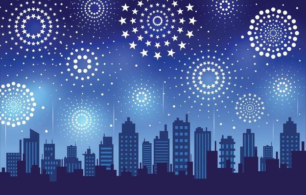 Firework Explode City Night Sky Background