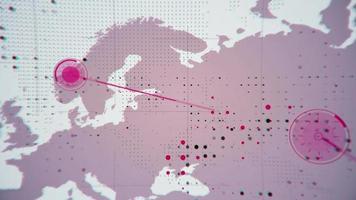 mapa mundo globo geografía 3d animación planeta global virus y guerra concepto de propagación hd 4k video