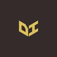 DI Logo Letter Initial Logo Designs Template with Gold and Black Background vector