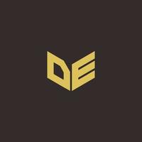 DE Logo Letter Initial Logo Designs Template with Gold and Black Background vector