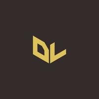 DL Logo Letter Initial Logo Designs Template with Gold and Black Background vector