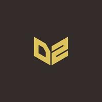 Plantilla de diseños de logotipo inicial de letra dz logo con fondo dorado y negro vector