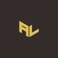 AL Logo Letter Initial Logo Designs Template with Gold and Black Background