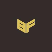 Plantilla de diseños de logotipo inicial de letra bf logo con fondo dorado y negro vector