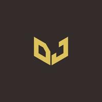 DJ Logo Letter Initial Logo Designs Template with Gold and Black Background