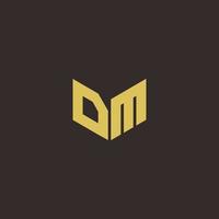 DM Logo Letter Initial Logo Designs Template with Gold and Black Background