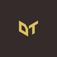 Plantilla de diseños de logotipo inicial de letra dt logo con fondo dorado y negro vector