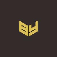 BY Logo Letter Initial Logo Designs Template with Gold and Black Background vector