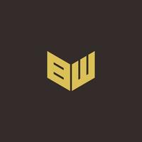 BW Logo Letter Initial Logo Designs Template with Gold and Black Background