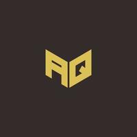 Plantilla de diseños de logotipo inicial de letra Aq logo con fondo dorado y negro vector