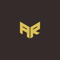 AR Logo Letter Initial Logo Designs Template with Gold and Black Background vector