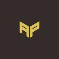 AP Logo Letter Initial Logo Designs Template with Gold and Black Background vector