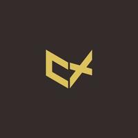CX Logo Letter Initial Logo Designs Template with Gold and Black Background