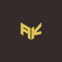 AK Logo Letter Initial Logo Designs Template with Gold and Black Background