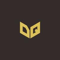 DQ Logo Letter Initial Logo Designs Template with Gold and Black Background