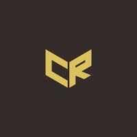 CR Logo Letter Initial Logo Designs Template with Gold and Black Background