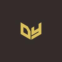 DY Logo Letter Initial Logo Designs Template with Gold and Black Background