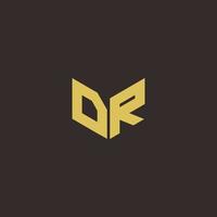 DR Logo Letter Initial Logo Designs Template with Gold and Black Background vector