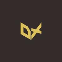 DX Logo Letter Initial Logo Designs Template with Gold and Black Background vector