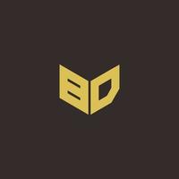 Plantilla de diseños de logotipo inicial de letra bd logo con fondo dorado y negro vector