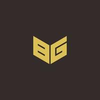 Plantilla de diseños de logotipo inicial de letra bg logo con fondo dorado y negro vector