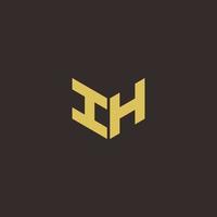 IH Logo Letter Initial Logo Designs Template with Gold and Black Background