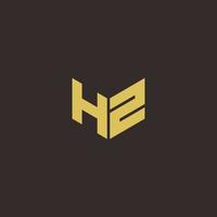 HZ Logo Letter Initial Logo Designs Template with Gold and Black Background