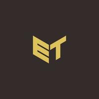ET Logo Letter Initial Logo Designs Template with Gold and Black Background vector