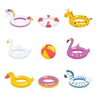 Swimming Floaties and Accesories Icon Set vector