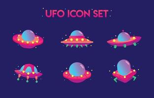 UFO Spaceship Set vector