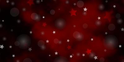 Dark Red vector background with circles, stars. Abstract illustration with colorful spots, stars. Texture for window blinds, curtains.