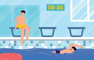 People Swimming in Pool Concept vector