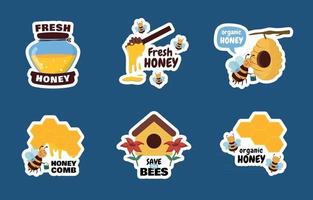 Honey Bee Sticker Collection vector