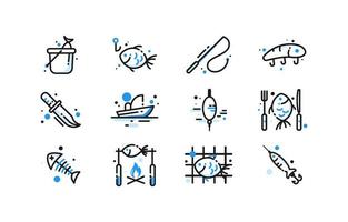 conjunto de iconos de pesca vector