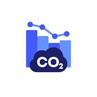 co2 gas, reducing carbon emission icon with graph vector
