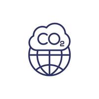 co2 gas, carbon dioxide pollution line icon vector