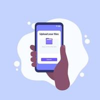 upload files form in a phone, vector design